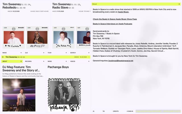 About Panel Overlay on beatsinspace.net