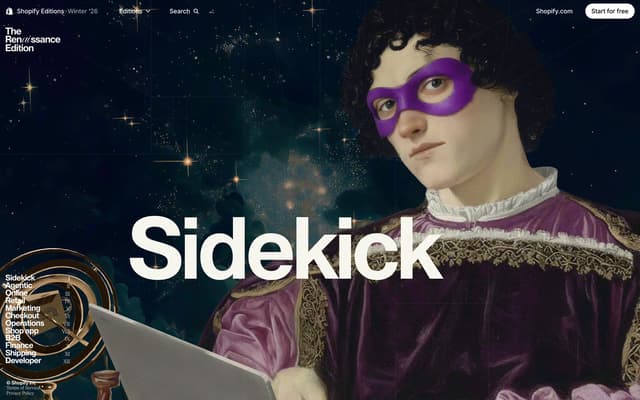Sidekick AI Feature Section on shopify.com