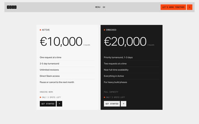 Dual-Tier Pricing with Contrast Fill on good-fella.com