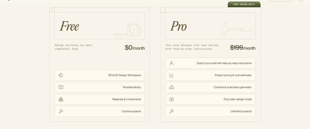 Blueprint-Style Pricing Cards on usegen1.com