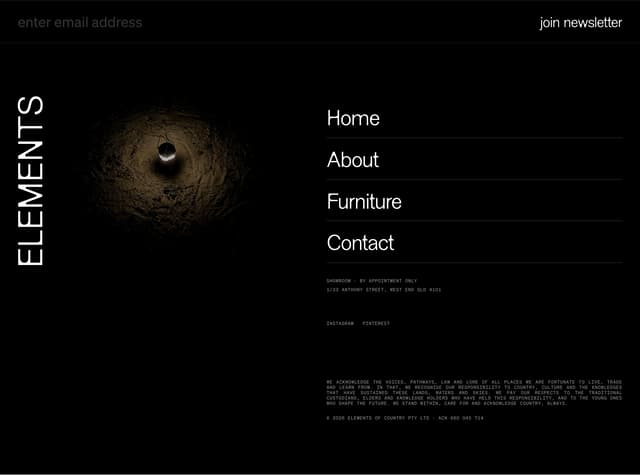 Footer with Newsletter & Acknowledgment on elementsbyblaklash.com