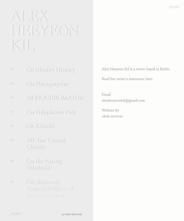 Sliding about panel with sidebar on alexwrit.es