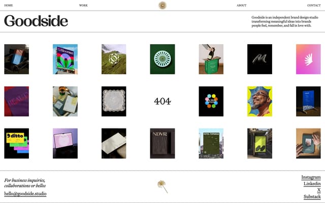 404 Page as Portfolio Grid Continuation on goodside.studio