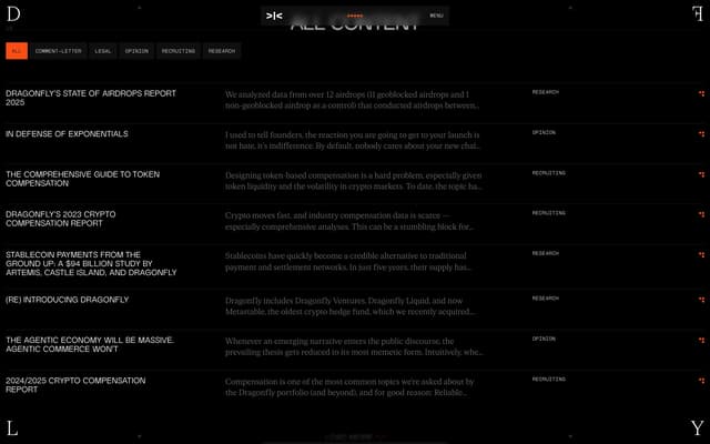 Article List — Terminal Editorial Grid on dragonfly.xyz