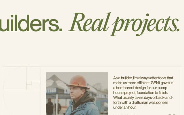 Editorial Testimonial with Fibonacci Watermark on usegen1.com