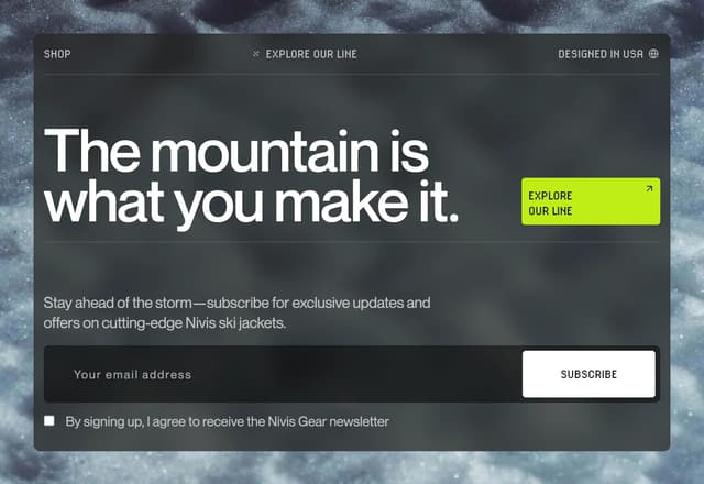 Atmospheric Newsletter Signup on nivisgear.com