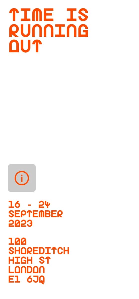 Edge-Anchored Typography Column on timeisrunningout.omse.co
