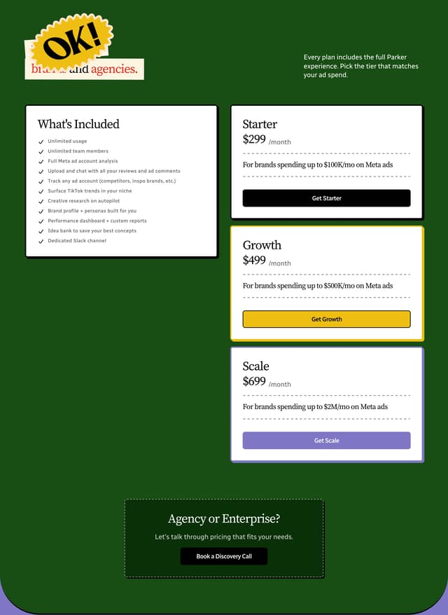 Scrapbook Neobrutalist Pricing on heyparker.ai