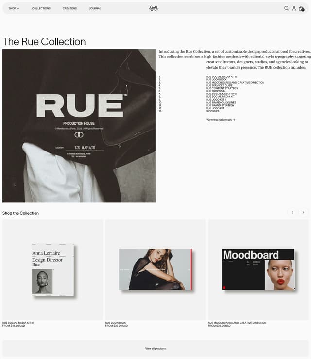 Refined Editorial Grid — Rue Collection on studiostandard.com