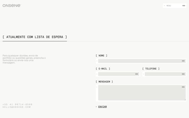 Brutalist Contact Page on onsene.com