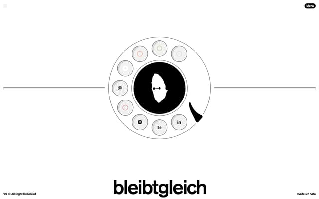 Contact page with rotary dial metaphor on bleibtgleich.dev
