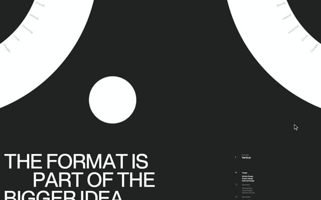 Scroll-driven ball that pushes headline letters aside on format.obys.agency