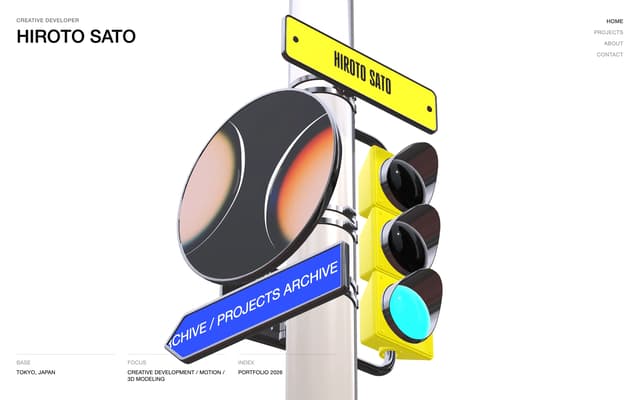 3D Street Sign Hero Composition on hirotos.com