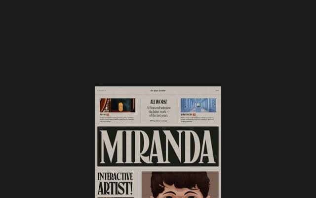 Spinning newspaper intro that lands as the homepage on niccolomiranda.com