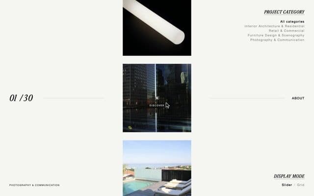 Gallery photo that swells into the project view with a warped grow and rolling title on mathildedechiara.com