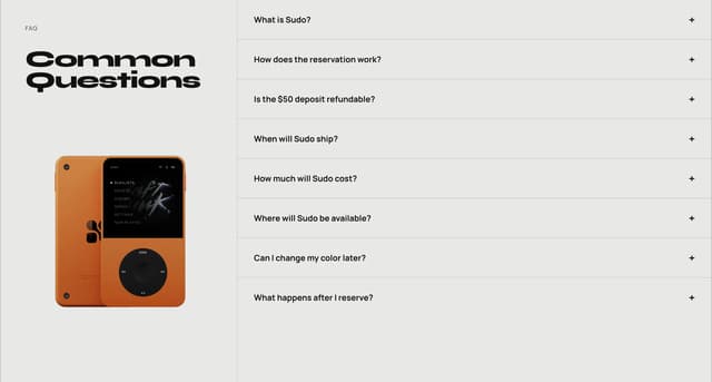 FAQ with Product Image on sudo.music
