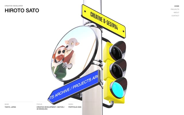 Full-Viewport 3D Portfolio Composition on hirotos.com