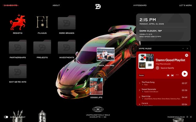 Skeuomorphic Digital Dashboard on damngoodbrands.com