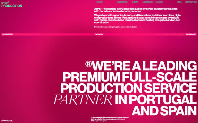 Brutalist About with Serif-Sans Pairing on productionportugal.com