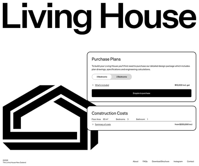 Thick-Border Pricing Cards with Toggle on livinghouse.nz