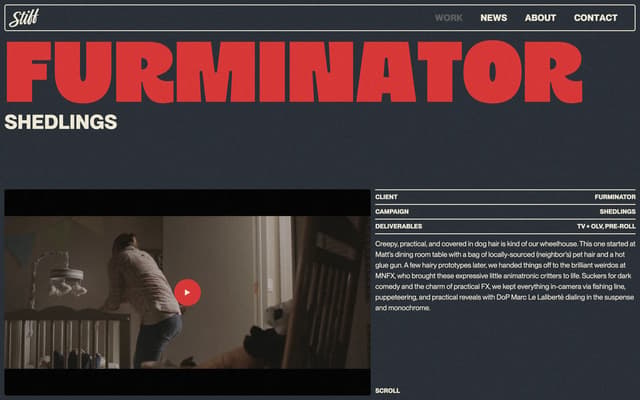 Project Detail with Full-Width Video on workingstifffilms.com