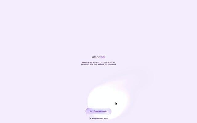 Loader gate that opens the 3D world through a glowing, noisy ring on emotion-agency.com