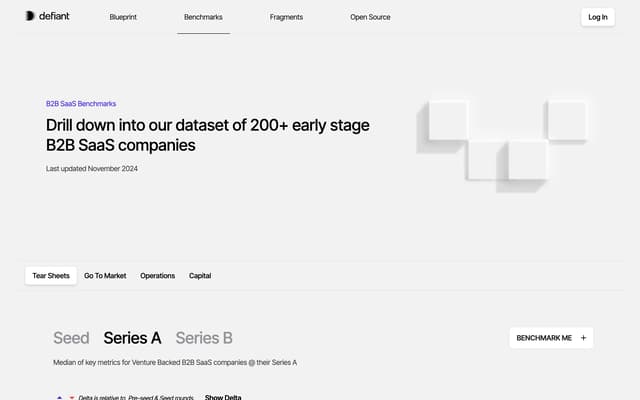 3D Block Dashboard with Typographic Stage Selector on defiant.vc