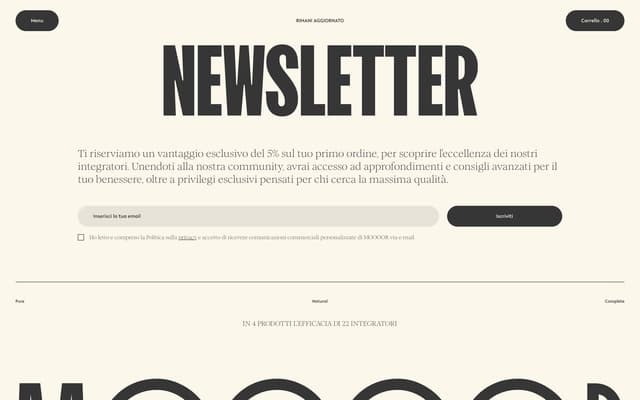 Condensed Sans Newsletter CTA on moooor.com