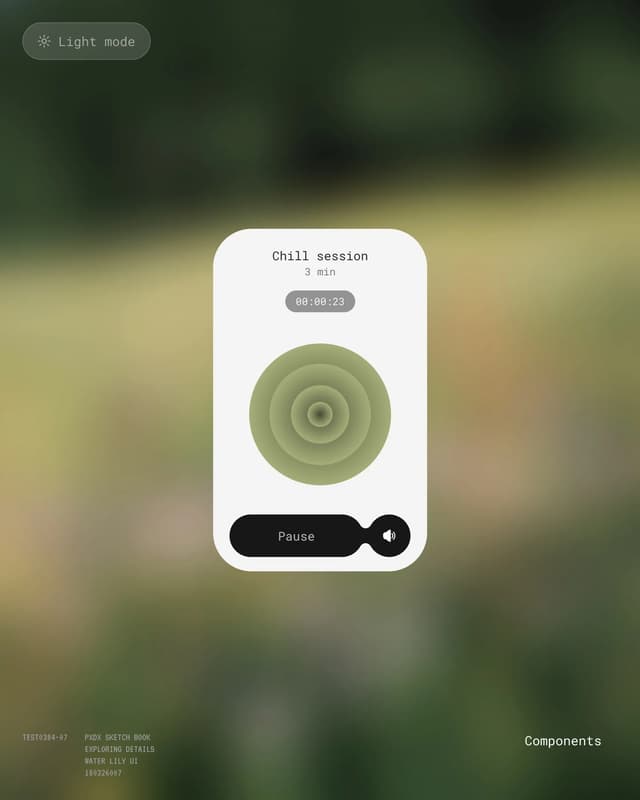 Floating timer card with concentric ripple visualization on instagram.com