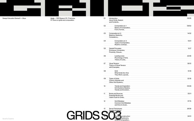 GRIDS Hero — Brutalist Typography Grid on grids03.obys.agency