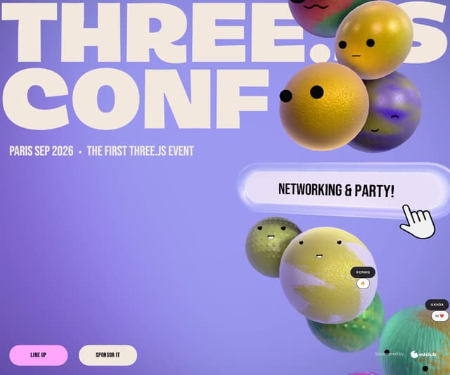 Community View with Glassmorphic CTA on threejs.paris