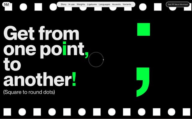 Oversized Punctuation Display on neuemontreal.com