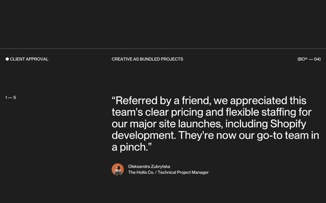 Grid-Structured Testimonial Panel on betteroff.studio