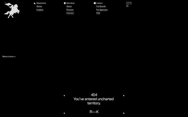Cinematic 404 Page on a24.raviklaassens.com