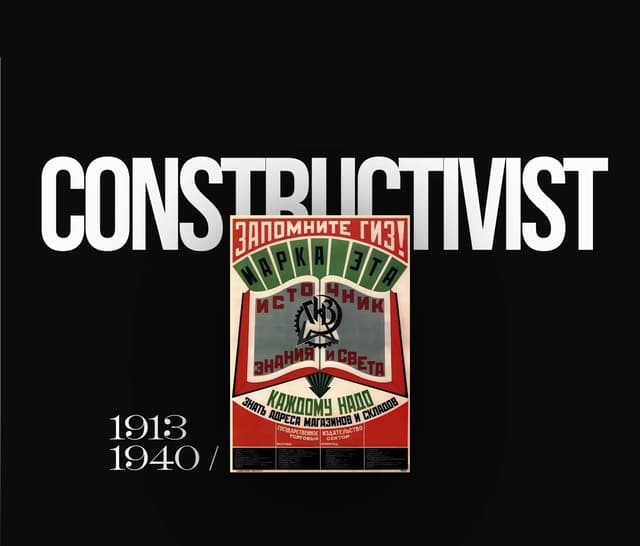 Constructivist era card with bold geometry on historyofgraphicdesign.com