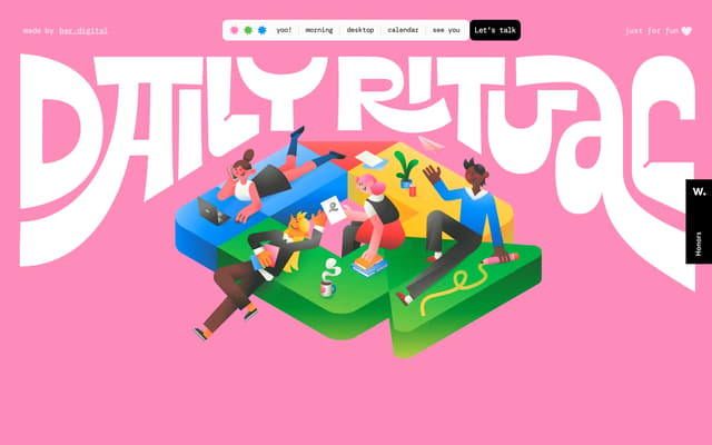 Isometric Typography Hero on remote-rituals.framer.website