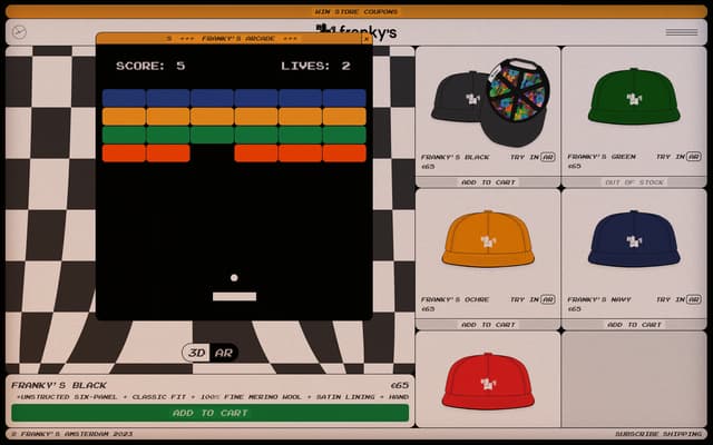 Franky's Hats — AR Mode with Game on frankys-hats.com