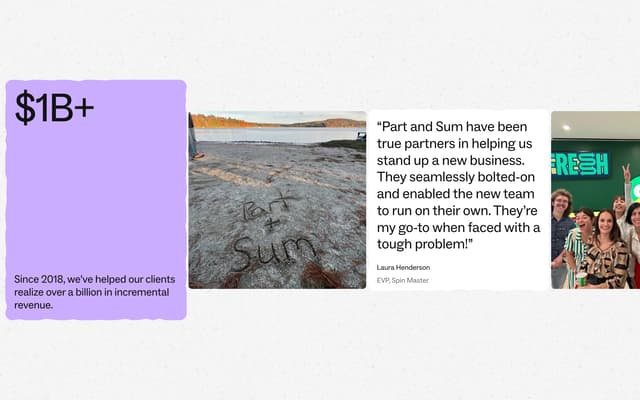 $1B+ Stat with Editorial Testimonials on partandsum.com