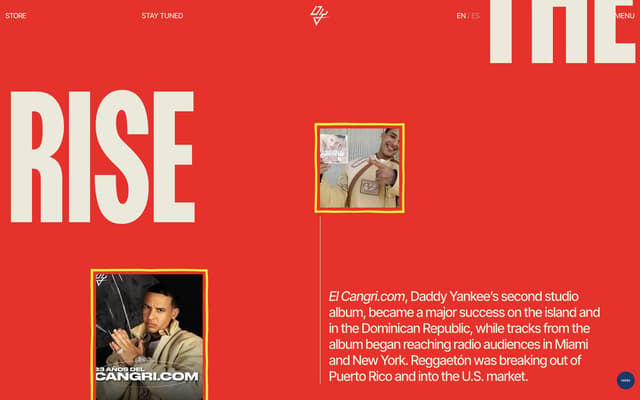 Red editorial with cropped type on daddyyankee.com