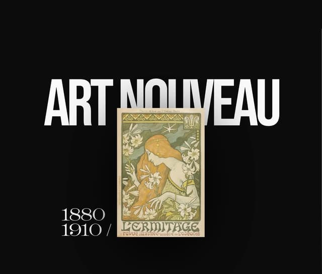 Art Nouveau era card with ornamental layering on historyofgraphicdesign.com