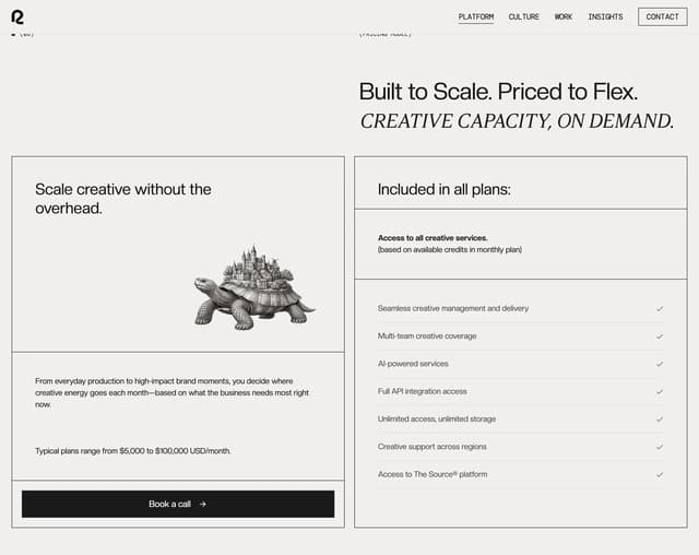 Brutalist Pricing with Surreal Illustration on withradiance.com