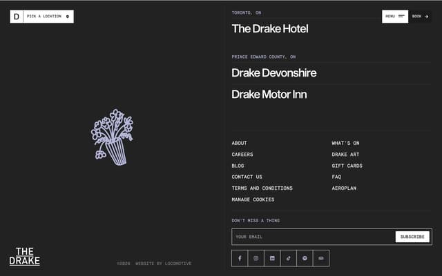 Full-Screen Dark Footer on thedrake.ca