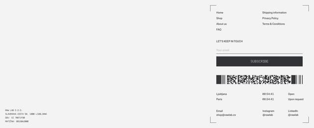 Barcode Footer with Dual Clocks on store.rawlab.co