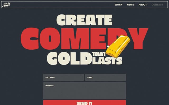 Contact Page with Bold Typography on workingstifffilms.com