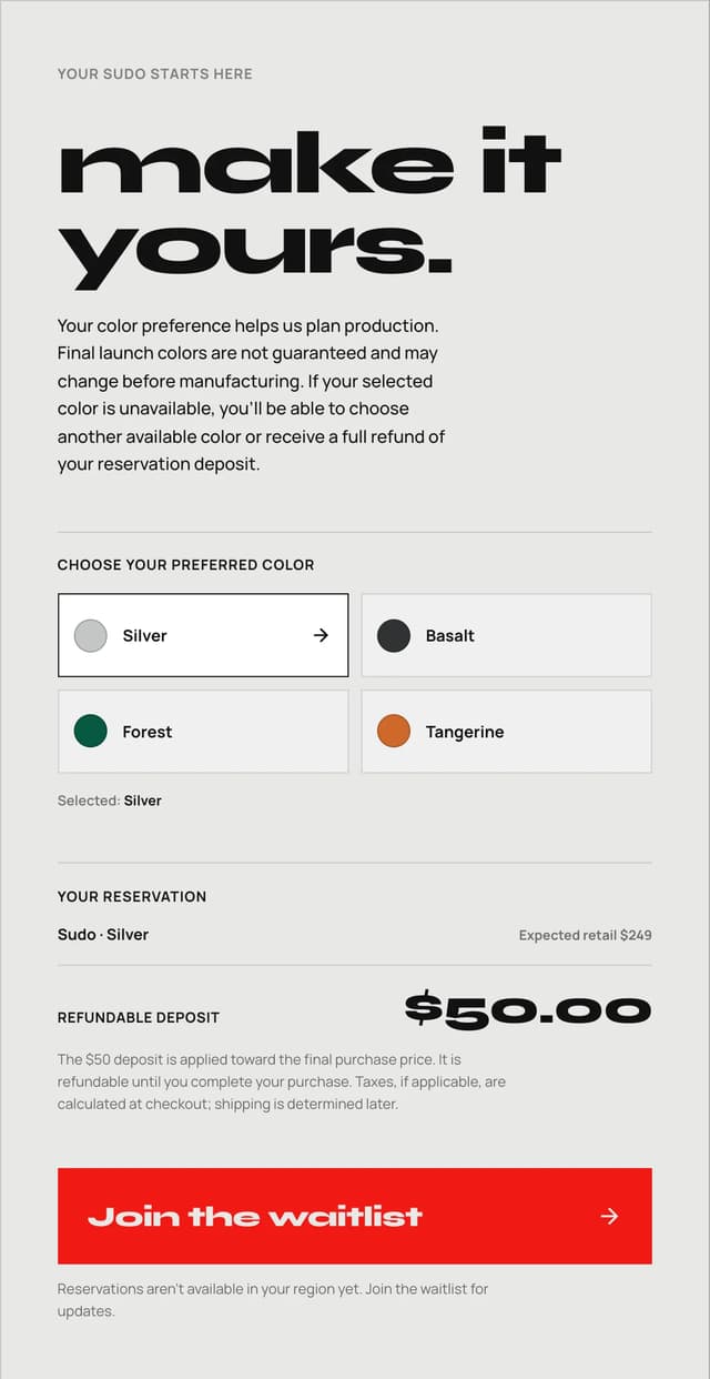 Color Configurator Panel on sudo.music