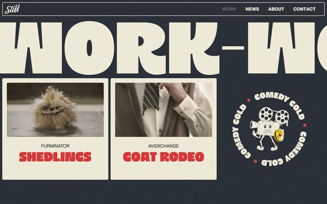 Massive WORK Marquee with Card Grid on workingstifffilms.com