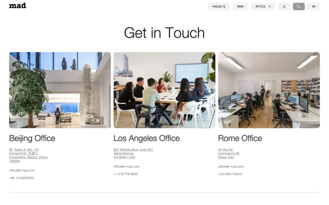 Ultra-Light Office Cards in Three-Column Grid on i-mad.com