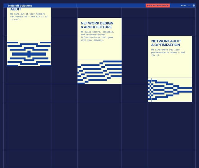 Extended Service Cards with Numbered Grid on netcraft.solutions