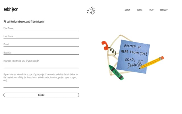 Notebook-Style Contact Form on sebinjeon.com