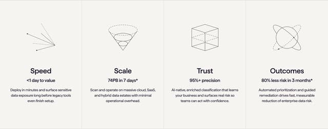 Cyera Advantage Stats Grid on cyera.com